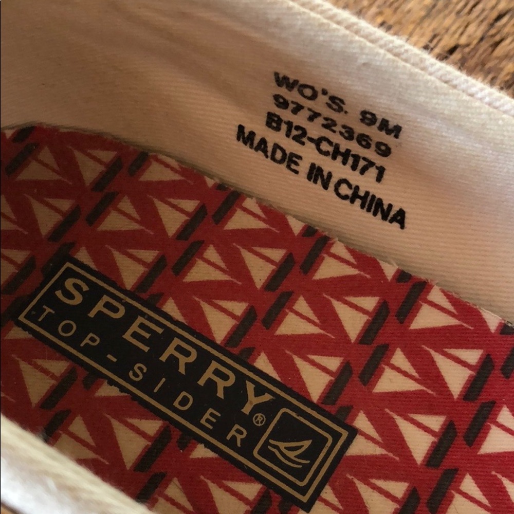 DONATED!! Blue & white Sperry Top-Siders w/gold - Picture 5 of 7